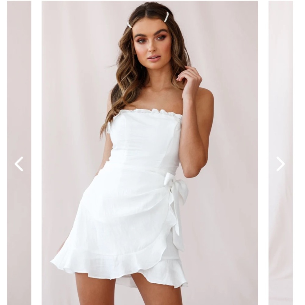 Stacey frill bustier wrap dress white from selfie Leslie